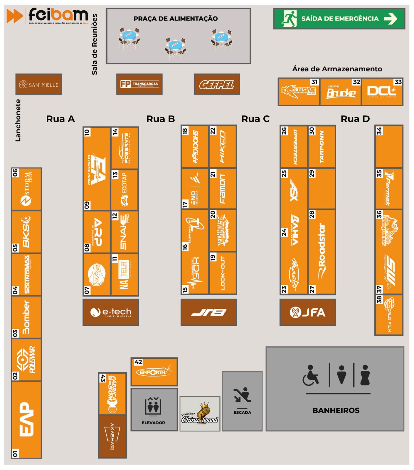 Mapa oficial da feira FEIBAM